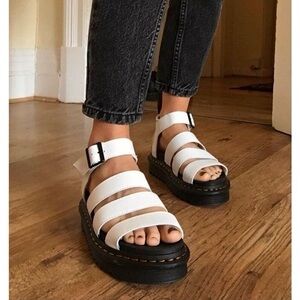 Dr. Martens Blaire Hydro Leather Strap Sandals White Size 7